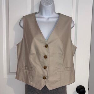 LOFT Beige Vest with Button Accents